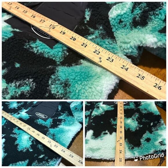 No Fear x H&M Women Jacket Green Tie Dye Sherpa Full Zip Logo Oversized Sz M - Picture 8 of 9